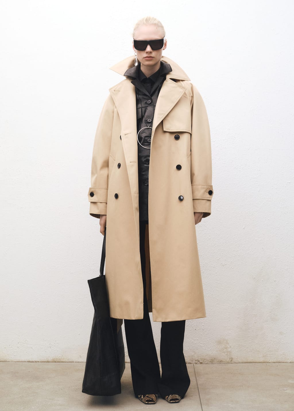Long oversized cotton trench coat