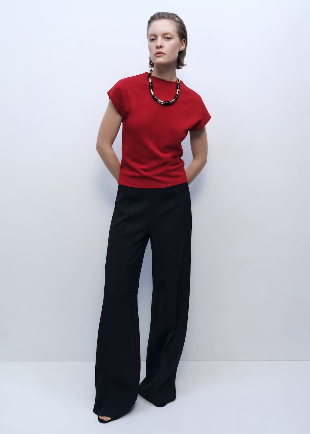 Shop Mango Sleeveless Fine-knit Sweater Red