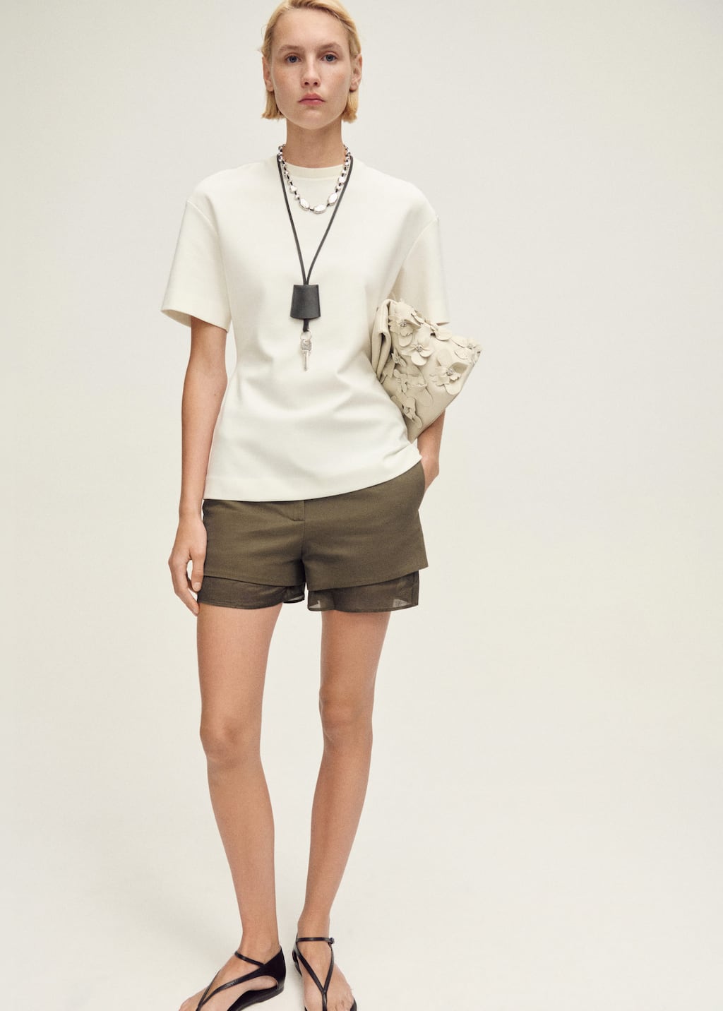 Mango Combined Linen Mix Shorts Beige In Beige