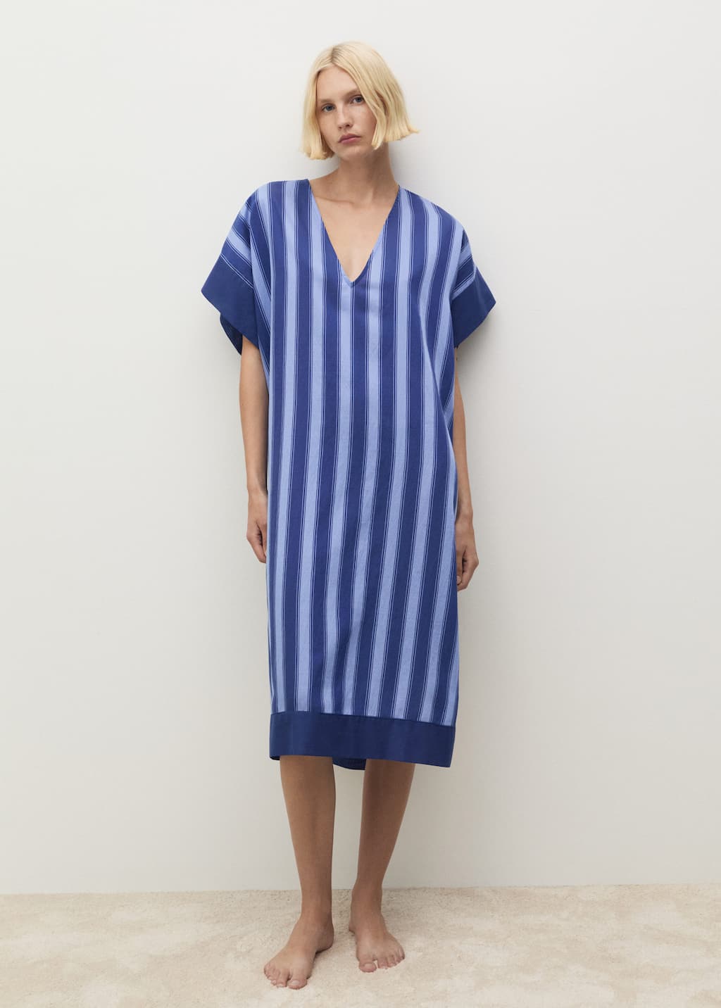 Mango Tunic Lyocell Stripe Two-tone Woven Blue
