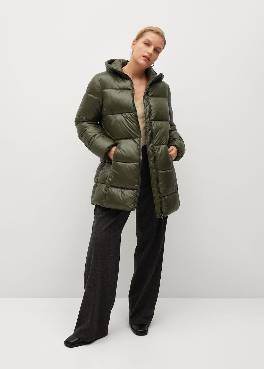 Mango hood quilted coat Outlet