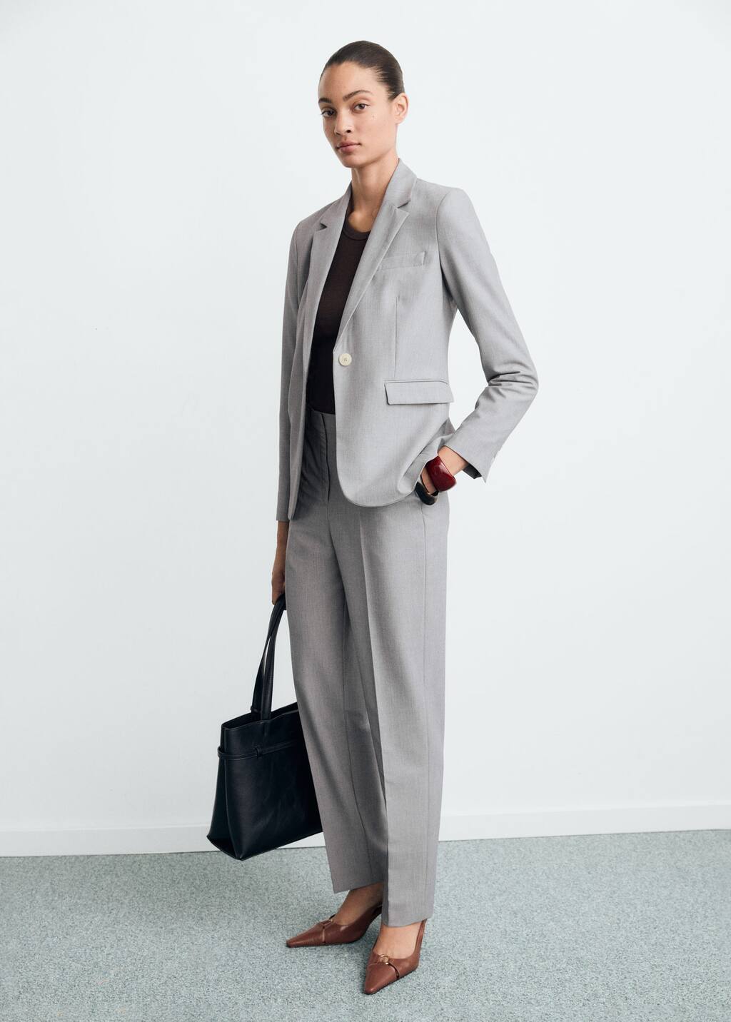Mango Blazer Costume Cintré Gris - Femme - 46 -  In Gray