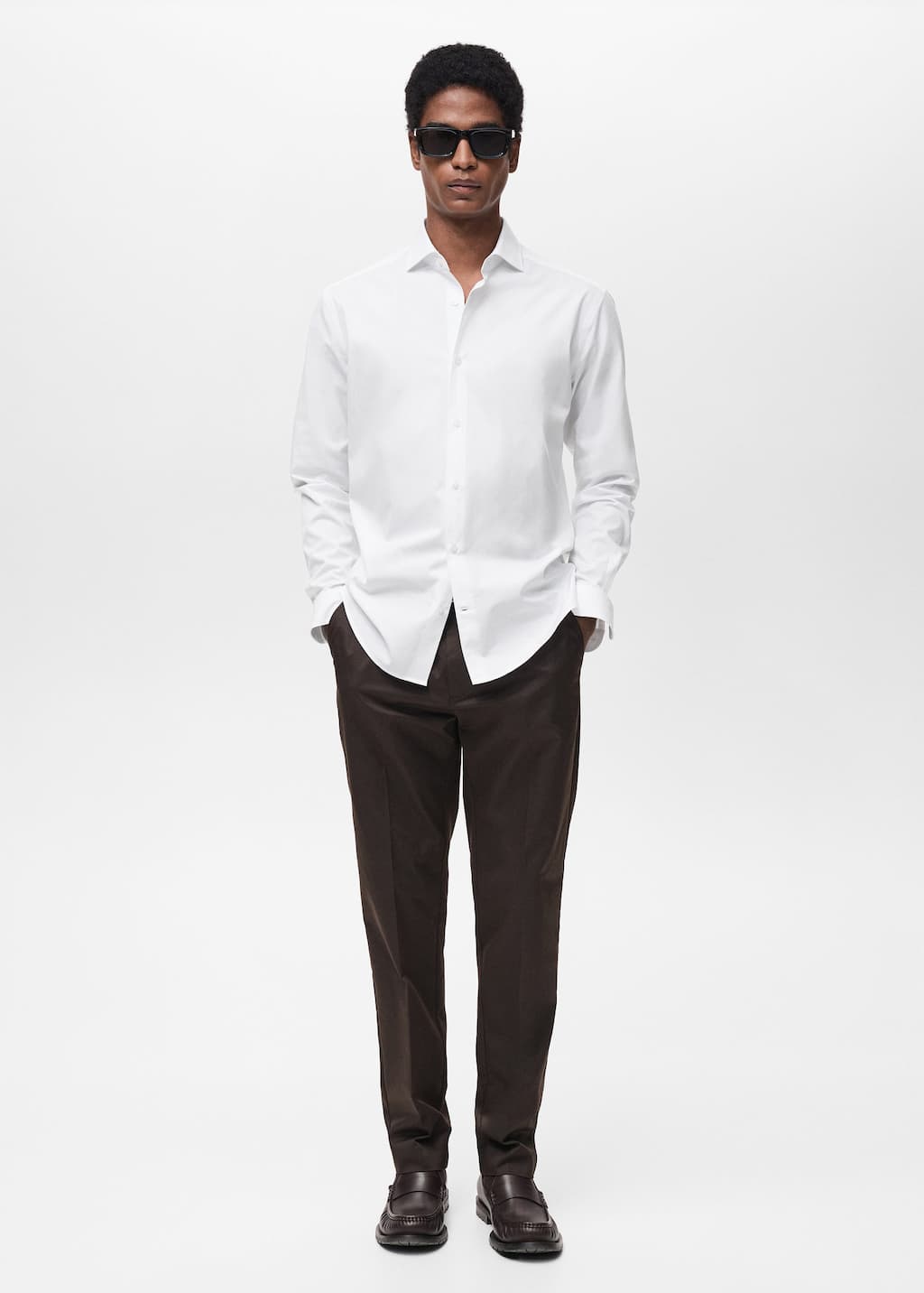 100% cotton regular-fit shirt white - Man - S - MANGO MAN