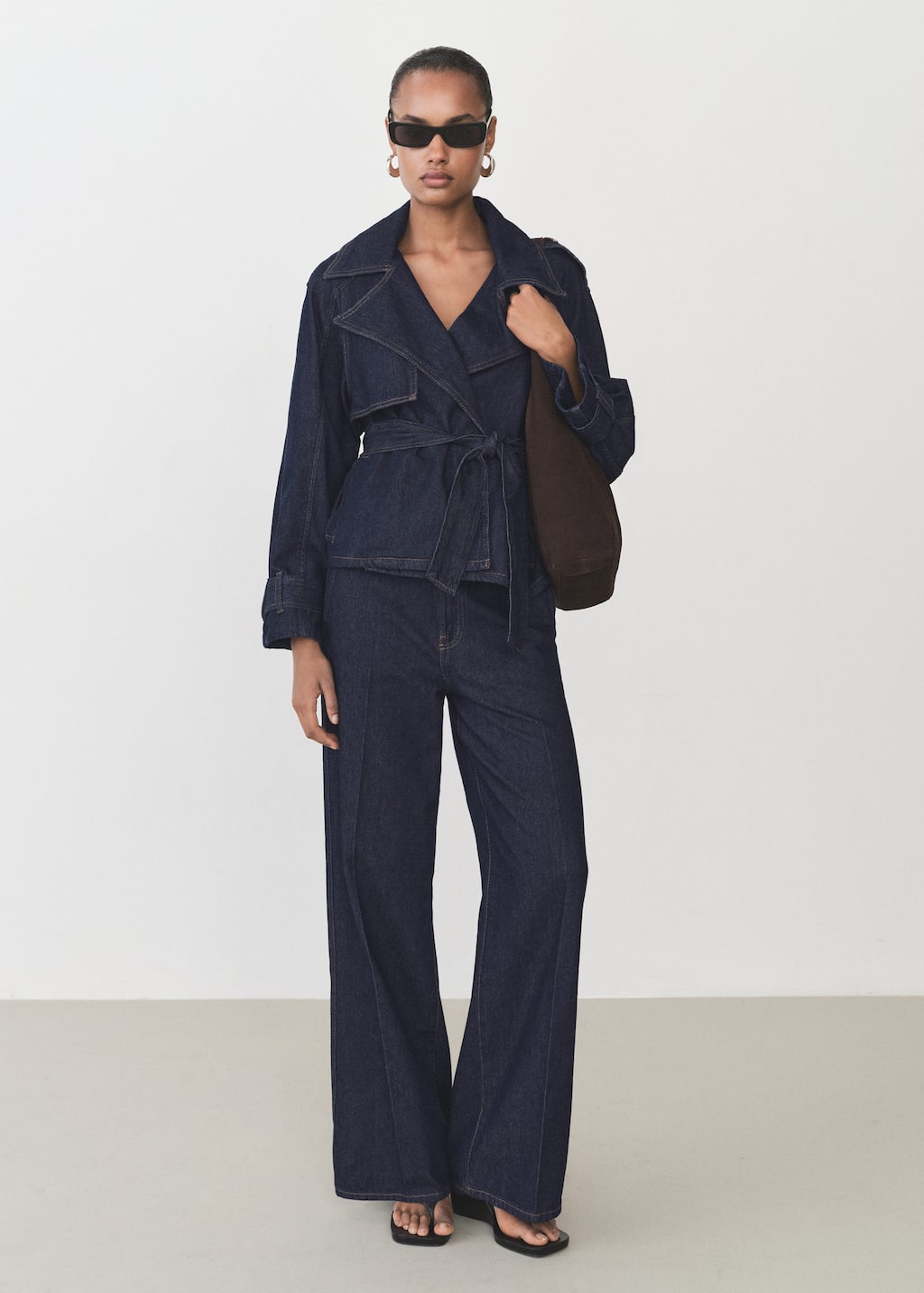 High-waisted wideleg jeans open blue - Woman - XS - MANGO