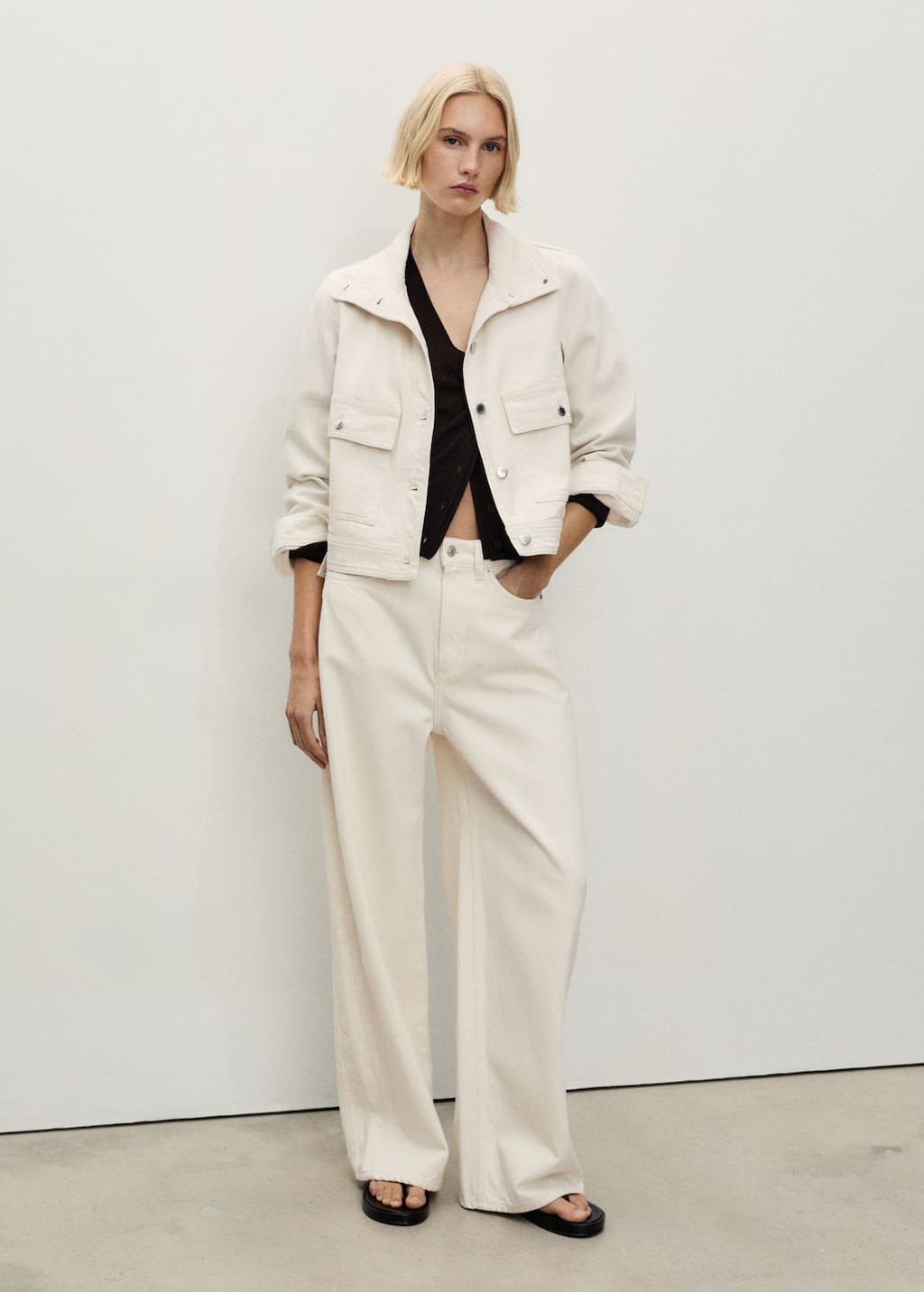 Shop Mango High-rise Balloon Jeans Off White