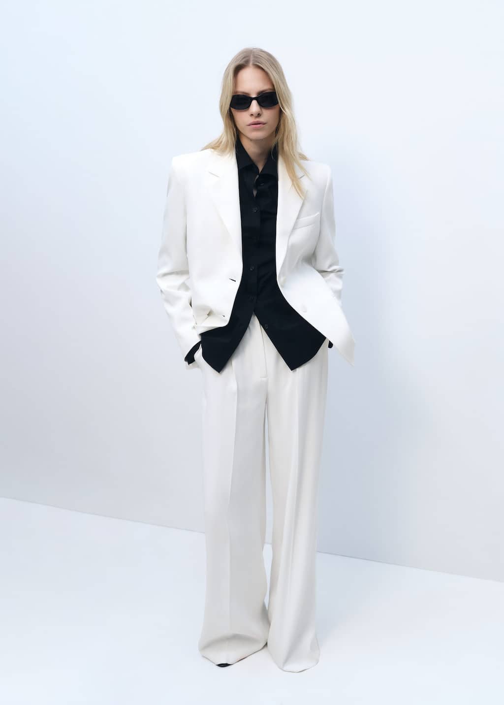 Straight button suit blazer white - Woman - S - MANGO
