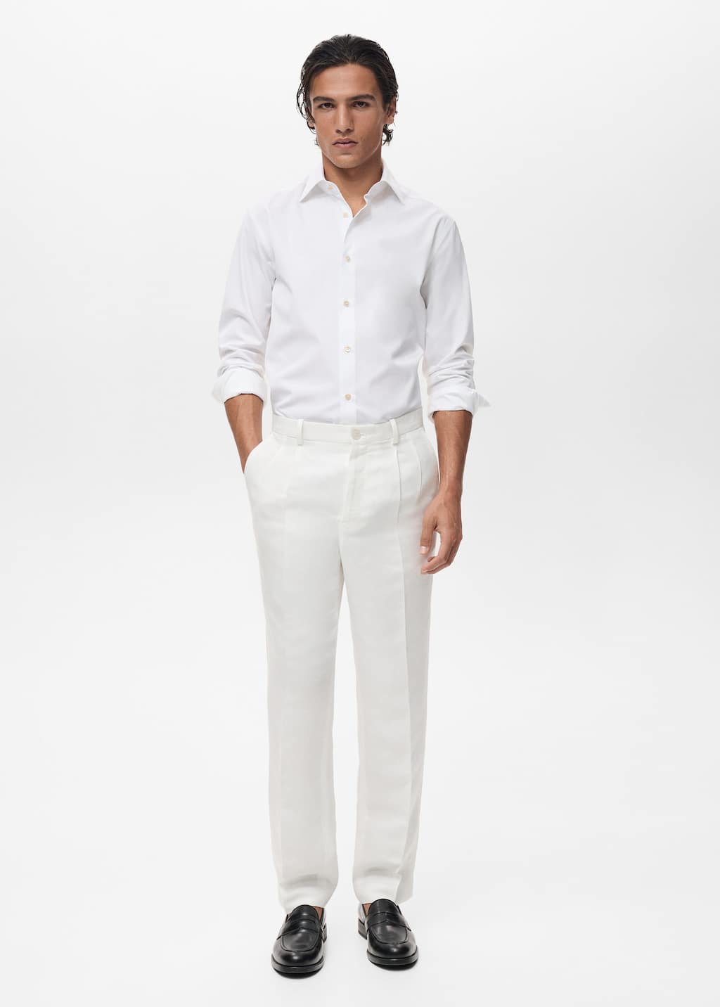 100% cotton slim fit shirt white - Man - XXL - MANGO MAN
