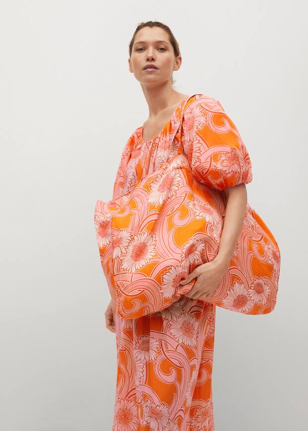 Lněná maxi kabelka shopper - Celkový náhled