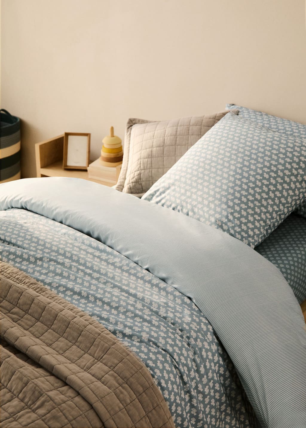 Mango Home Housse De Couette Enfant En Percale De Coton Réversible Lit 90 Cm Vert D´eau - Home - Lit 90 Cm - Ma In Aqua Green