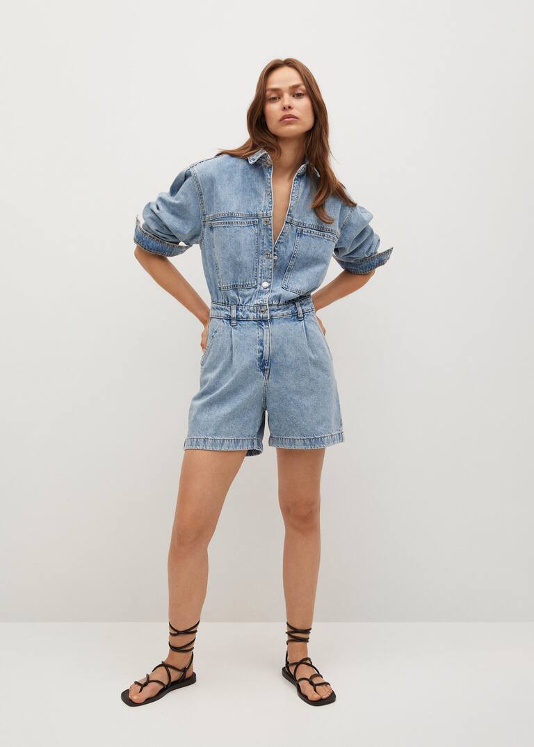 Cotton denim jumpsuit Women Mango USA