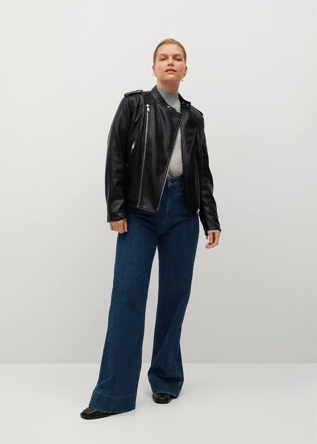 mango zipped biker jacket