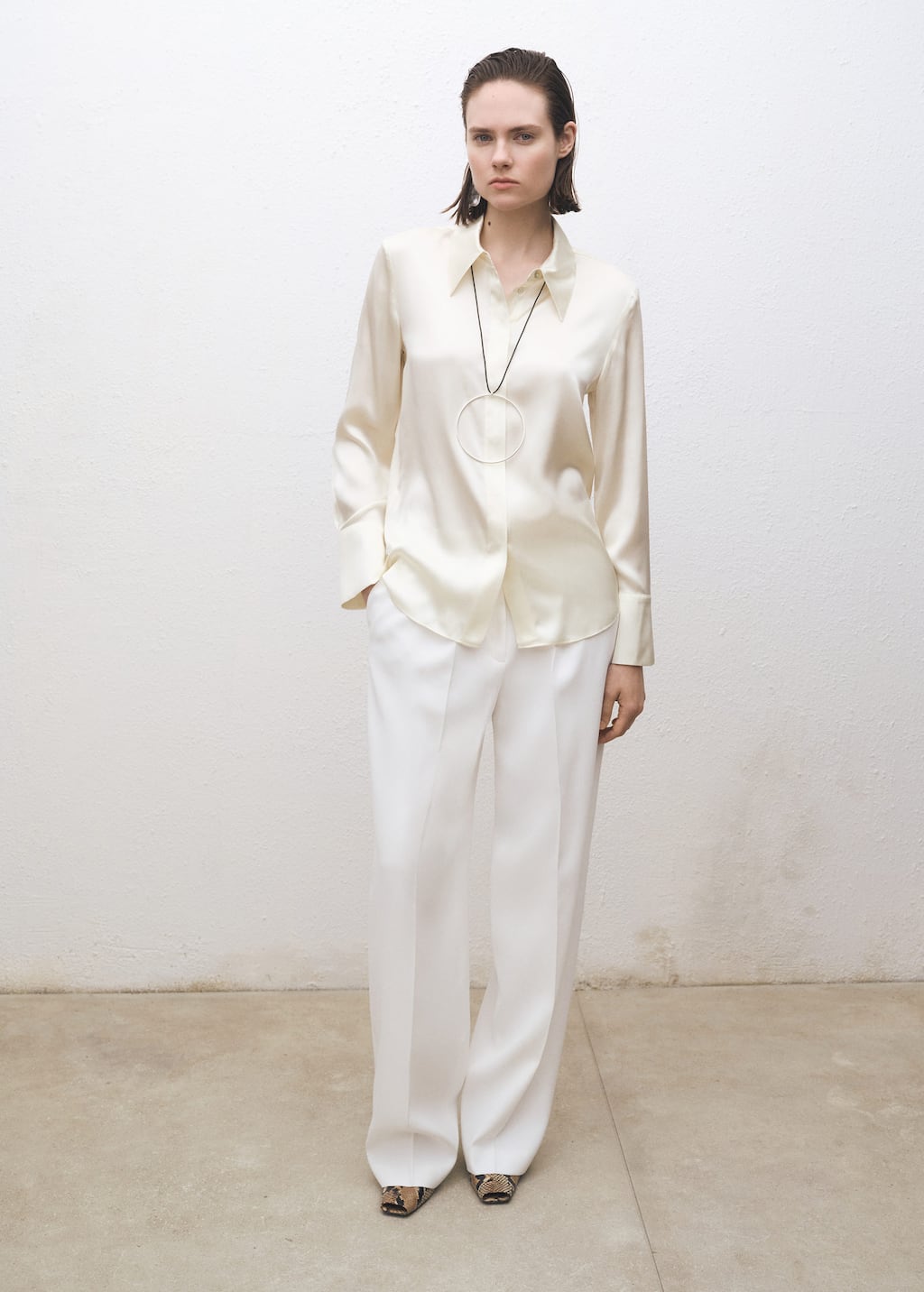 Satin Silk Shirt Off White
