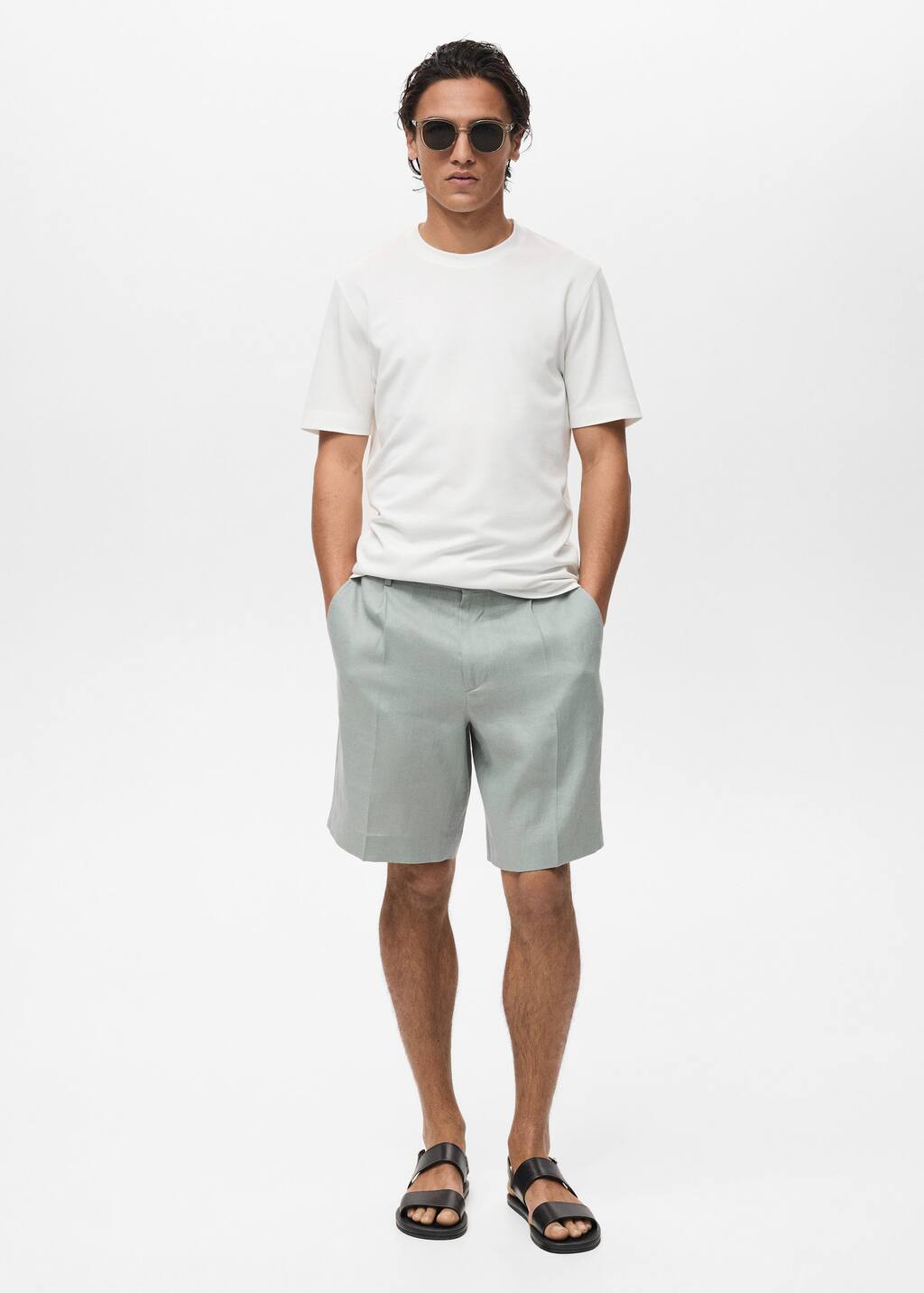 Mango Man Short-sleeved Lyocell T-shirt White In White