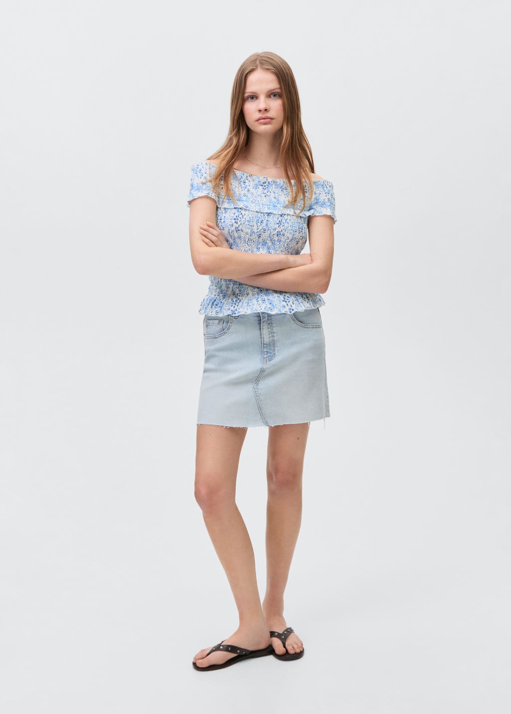 Mango Teen Skirt Light Blue In Light Blue