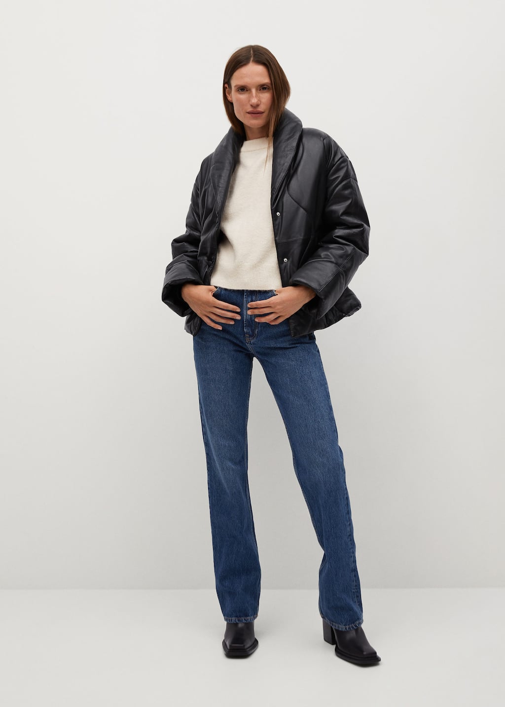 mango quilted leather jacket