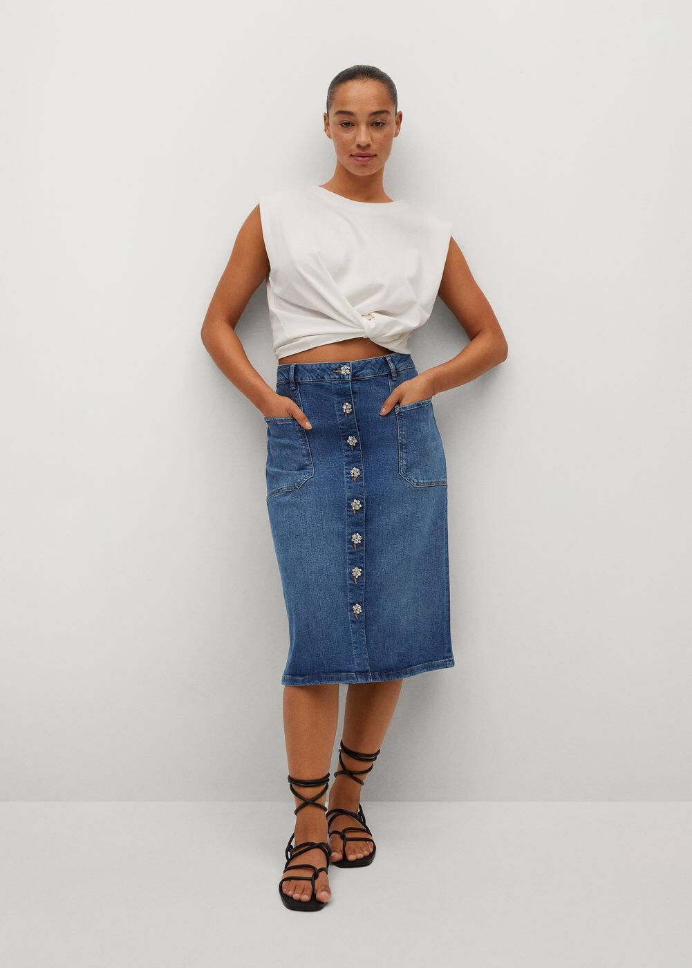 jupe denim midi