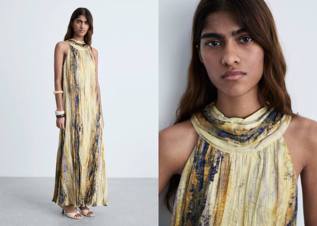Long satin textured dress