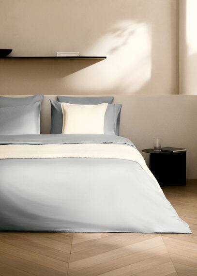 Mango Home Housse De Couette En Coton Et Satin 600 Fils Lit 150/160 Cm Gris Clair/pastel - Home - Lit 150/160 C