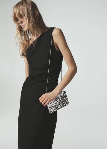 Mango Textured Clutch Bag Silver In Silver