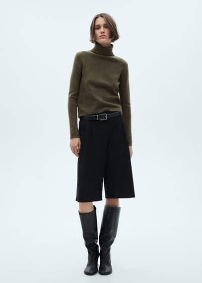 Mango Turtle Neck Sweater Khaki In Khaki