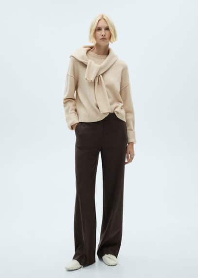 Mango Rolled-up Sleeves Sweater Ecru In Ecru