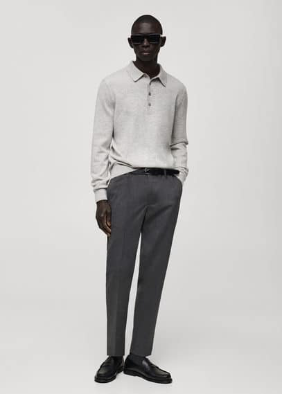 Mango Man Slim Fit Cotton Pants Grey In Grey