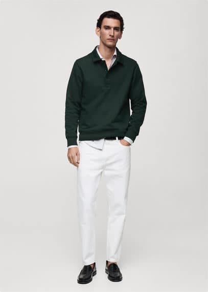 Mango Man Regular-fit Cotton Polo Sweatshirt Green In Green