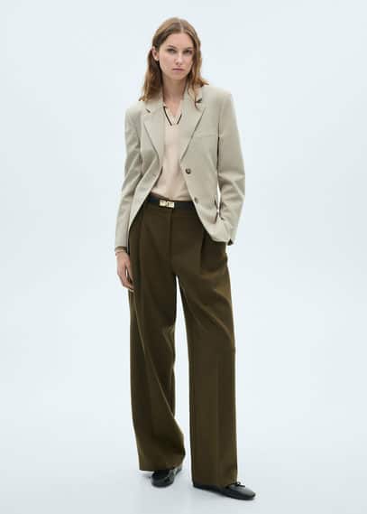Mango Sweater With Contrasting Lapels And Trims In Light/pastel Grey