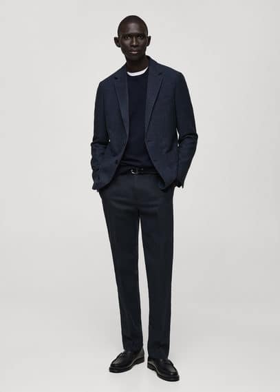 Shop Mango Man Slim Fit Wool Blend Blazer Blue