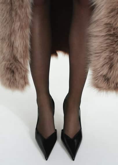 Mango Heel Leather Shoes Black In Black