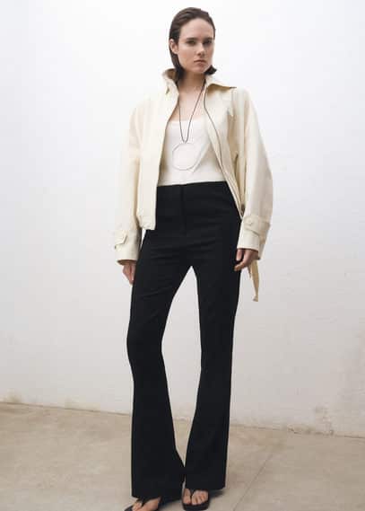 MANGO TOP SOIE BRETELLES FINES BLANC CASSÉ - FEMME - M - MANGO