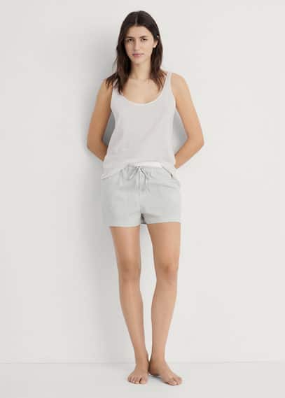 Mango Home Pyjama Top With Straps In Light/pastel Grey
