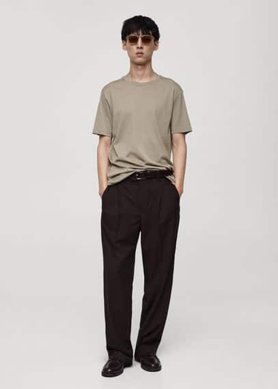 Mango Man Slim Fit Mercerized Cotton T-shirt Ivory White In Ivory White