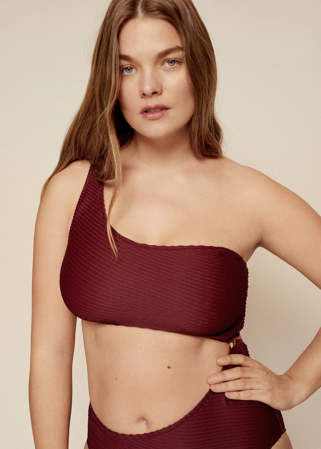 Mango Asymmetrical swimsuit with wide straps 87045631 76