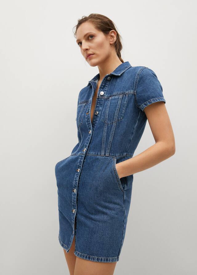 Φόρεμα denim κουμπιά - Μεσαίο πλάνο